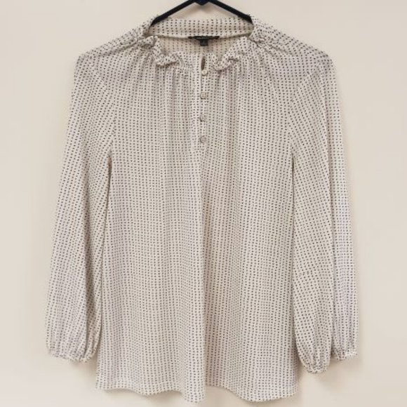 Adrianna Papell Tops - ADRIANNA PAPELL White Polka Dot Blouse Size S